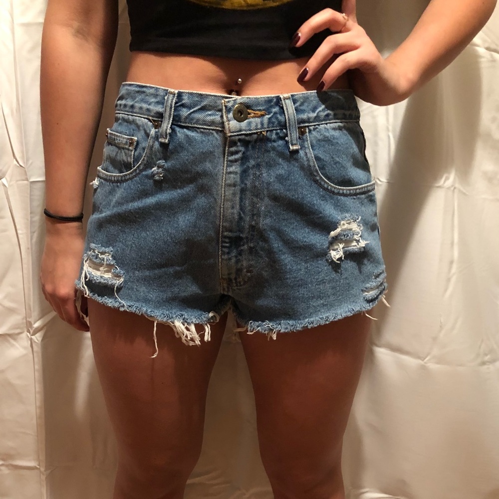 High waisted ripped shorts
